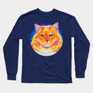 Colorful Orange Tabby Cat Long Sleeve T-Shirt